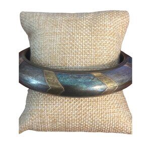 Vintage Carol for Eva Graham Brass Bangle Bracelet 2 Tone India Estate 8"